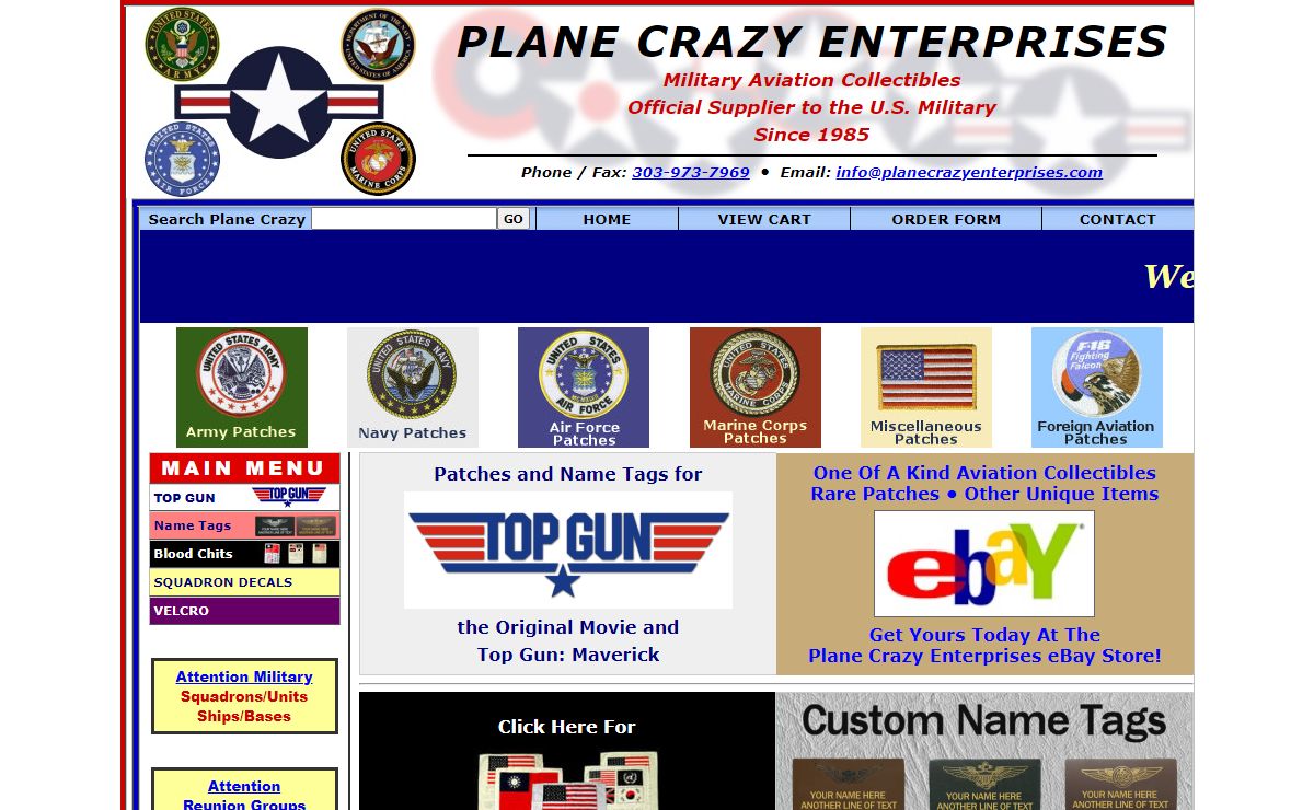 Aviation Collectibles, Military Patches and Insignia from Plane Crazy Enterprises