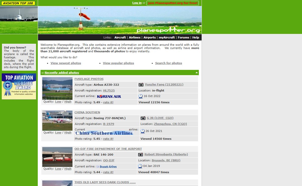 Planespotter.org - flying high on the web!