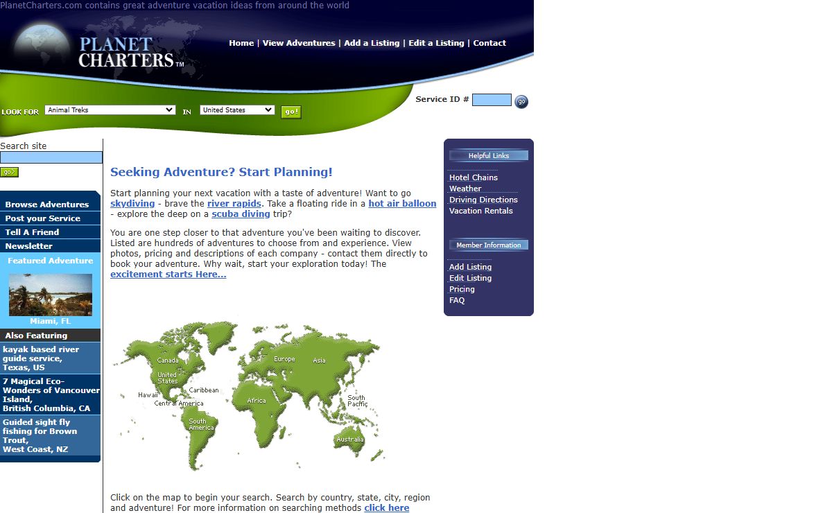 PlanetCharters.com contains great adventure vacation ideas from around the world