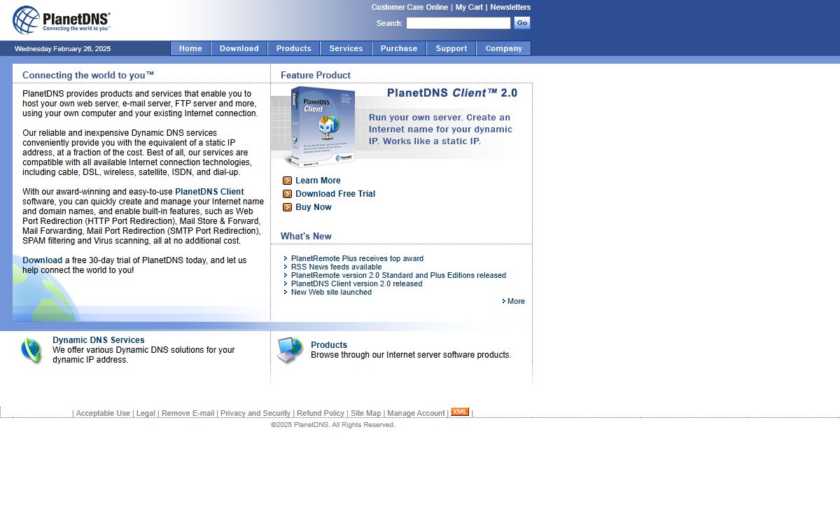 PlanetDNS Dynamic DNS for Your Dynamic IP & Internet Server Software