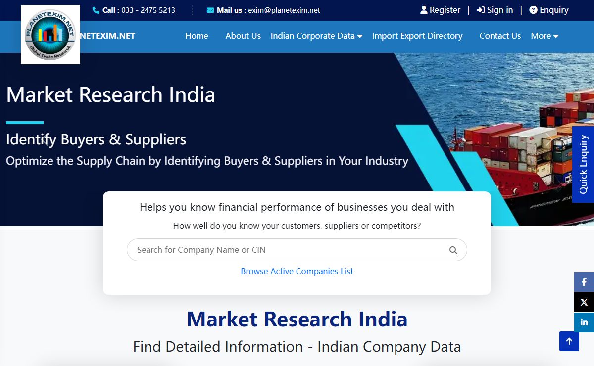 Market Research India, Importers Exporters Directory, Profile, Data, Reports, Leads