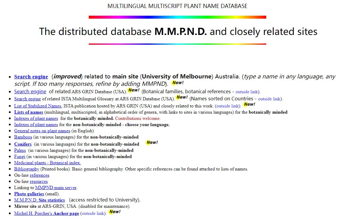 Multilingual Multiscripted Plant Name Database (M.M.P.N.D.) - A showcase for Distributed databases related to plant names
