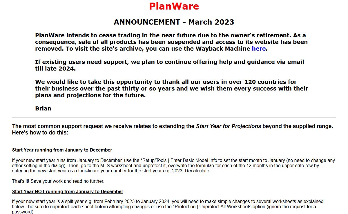 Business PlanWare - Announcement