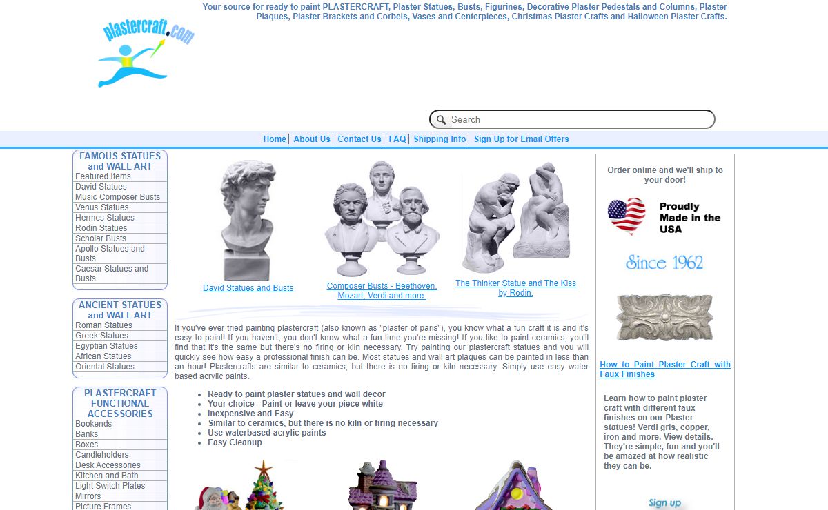 PLASTERCRAFT Statues, Busts, Figurines, Columns, Pedestals and Plaster Plaques