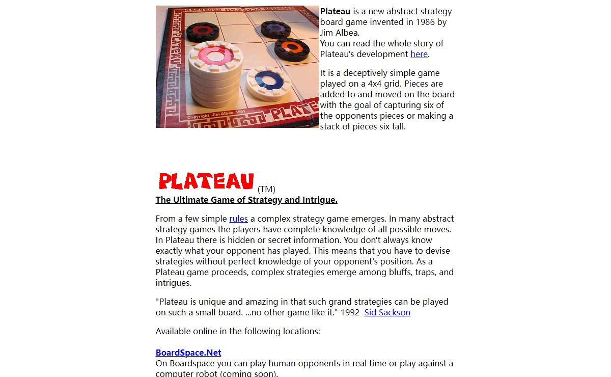 Plateau - The Ultimate Game of Strategy and Intrigue.