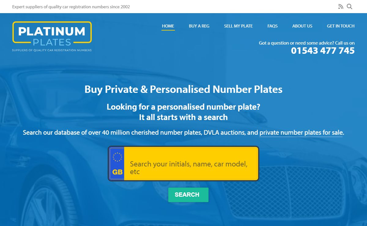 Personalised Numbers Plates - buy direct - Platinum Plates