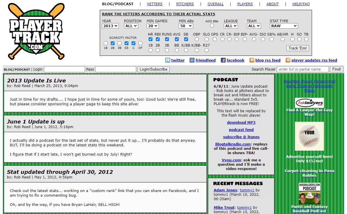 PLAYERtrack - Fantasy Baseball Rankings, Fantasy Baseball Podcast, and Player Analysis
