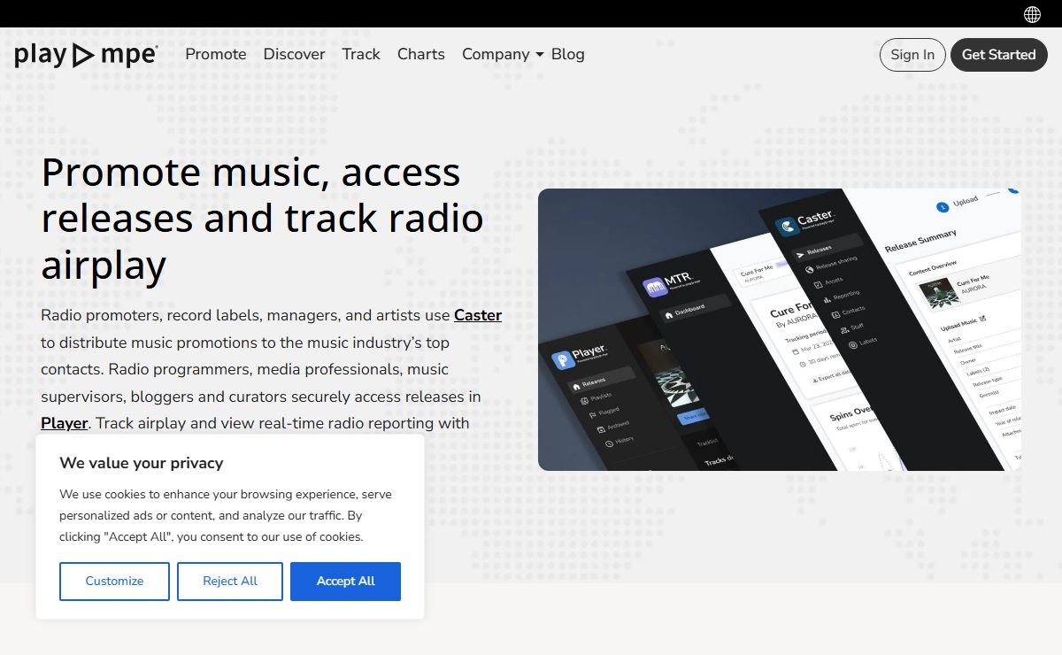 Promote music, access releases and track airplay with Play MPE®
