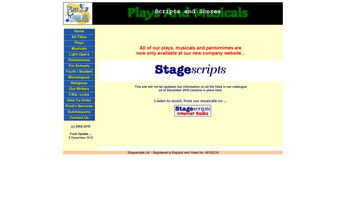 Play Scripts, Rights Holders, Musical Scripts/Libretti, Pantomime Scripts. Plays and Musicals for Amateur and Community Theatre Groups. Plays and Musicals for Schools. and Youth Theatre Groups