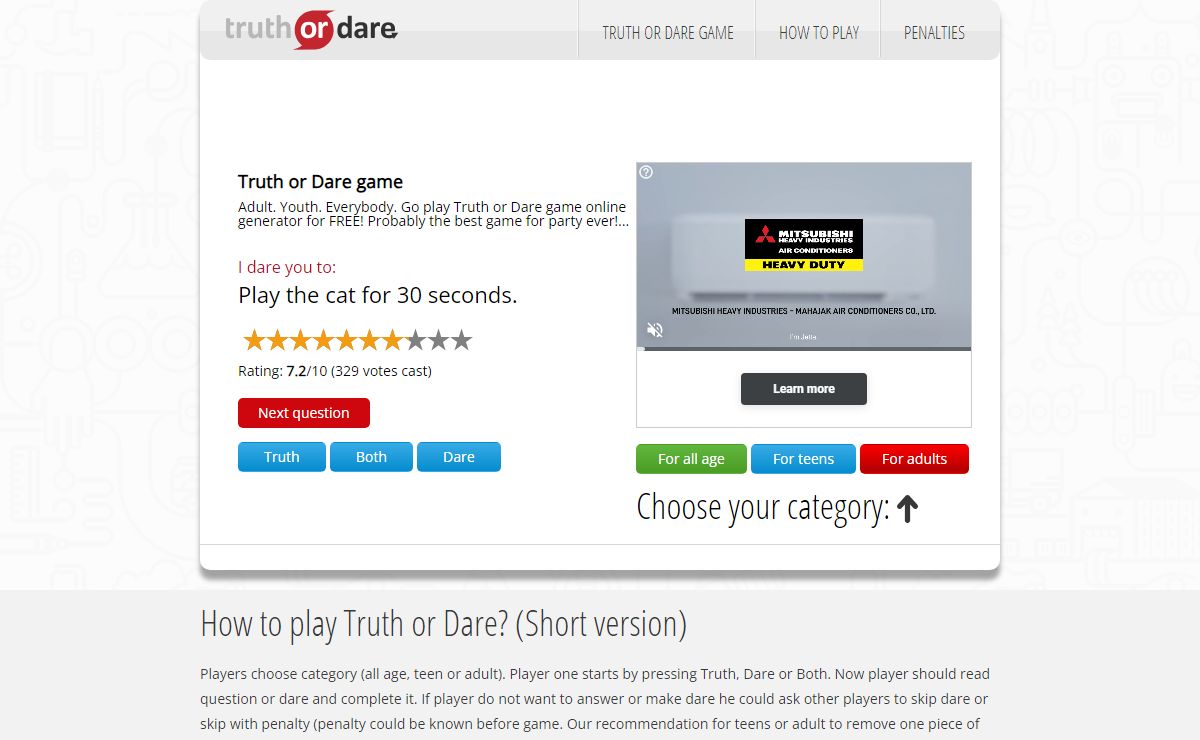 Truth or Dare game