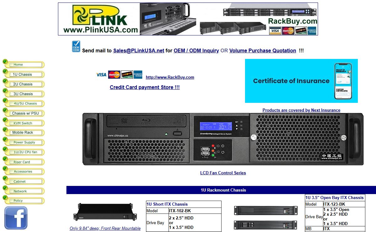 1U, 2U, 3U, 4U(ITX, Micro-ATX, ATX, EATX)(Rackmount Chassis)(IPC Server Case)(Industry PC Rack mount Case Storage Enclosure)(Riser Card)(Mobile Rack Backplane)PLinkUSA / RackBuy