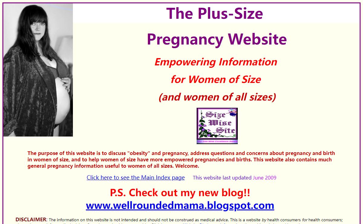 Plus-Size Pregnancy Website Cover Page