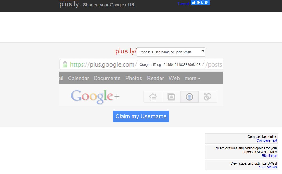 Shorten your Google+ URL - plus.ly