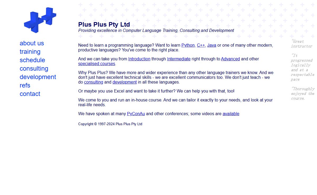 Plus Plus Pty Ltd - Programming, Training and Consulting