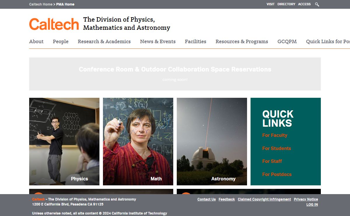 The Division of Physics, Mathematics and Astronomy