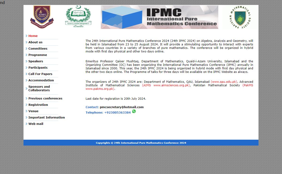 24th International Pure Mathematics Conference 2024