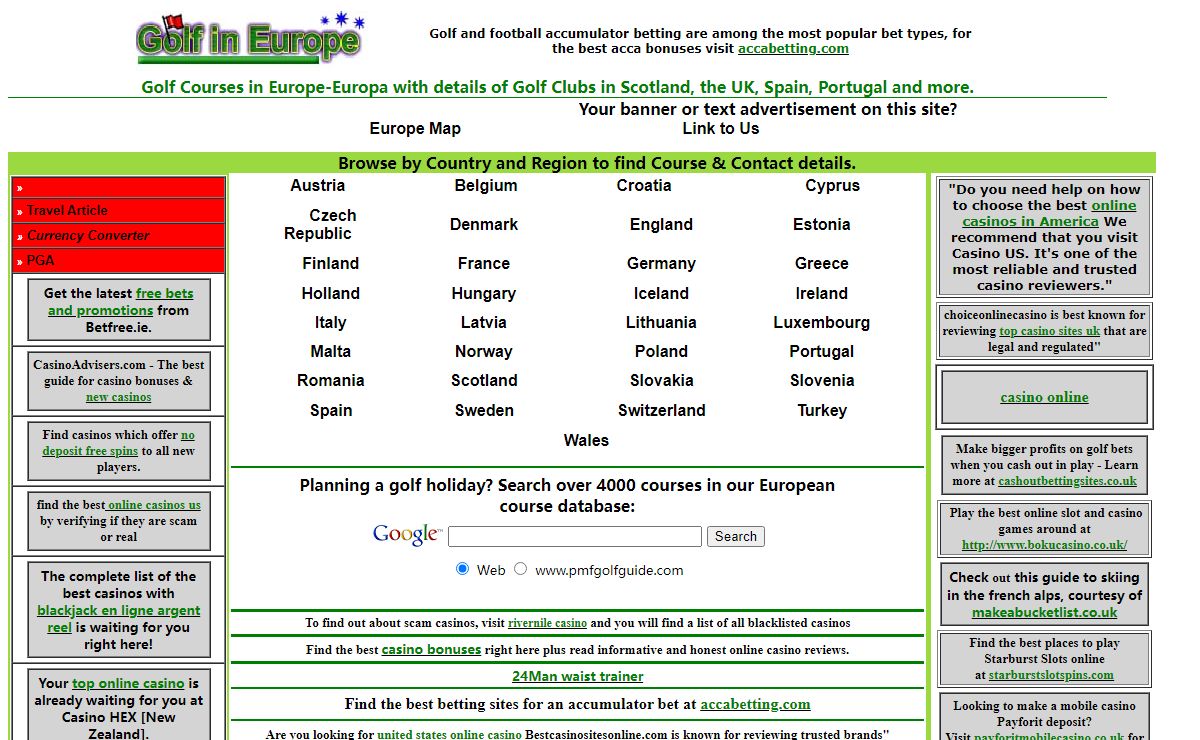 Golf Courses and Clubs in Europe with Course details of Golf Clubs in Scotland, the UK, Spain and more.