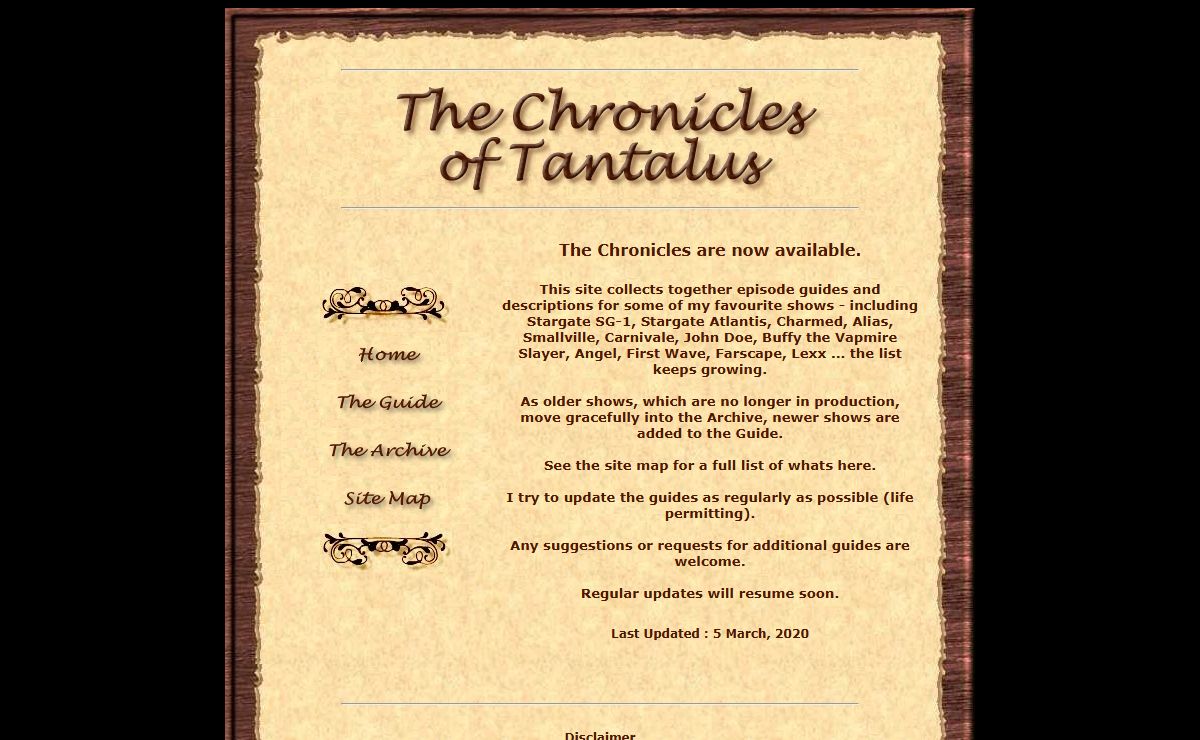The Chronicles of Tantalus | Main Index - Episode Guide