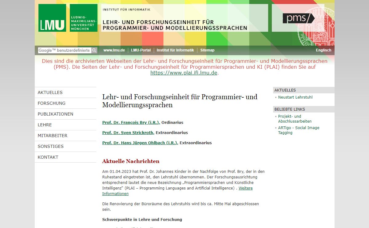 Lehr- und Forschungseinheit für Programmier- und Modellierungssprachen, Institut für Informatik - LMU München
