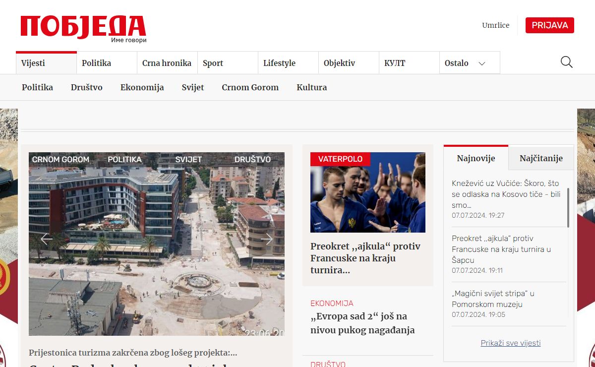 Početna - Najvažnije vijesti svakog dana - Pobjeda