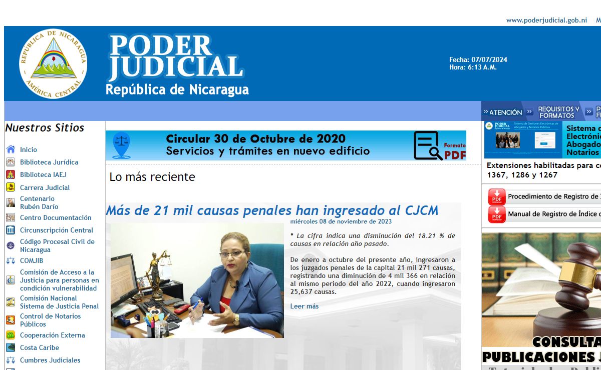 Portal Web del Poder Judicial de la Republica de Nicaragua ::..