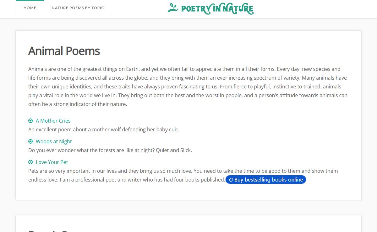Poetry In Nature - Poems About Our Wonderful World