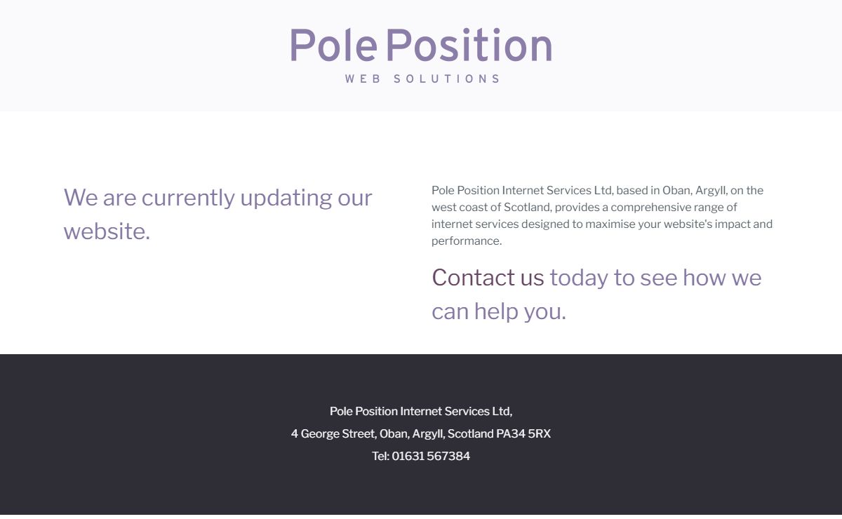 Oban Web Design, search engine promotion - Pole Position, Argyll, Scotland