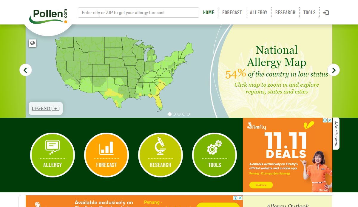 National Allergy Forecast & Info About Allergies | Pollen.com