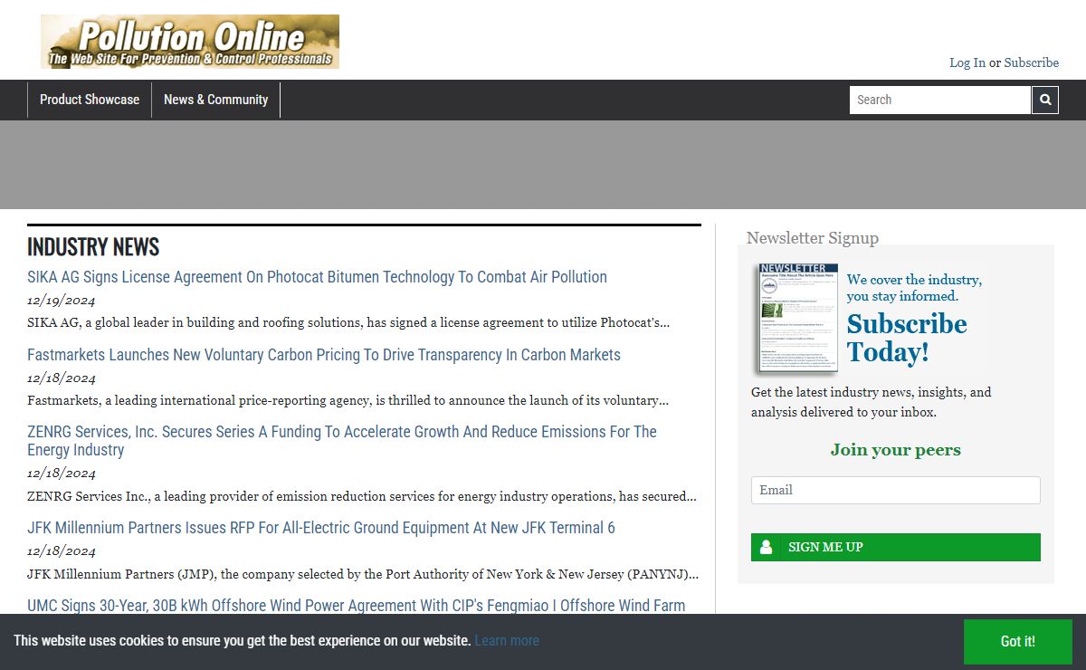 Pollution Online: Digital Marketplace for the pollution prevention industry