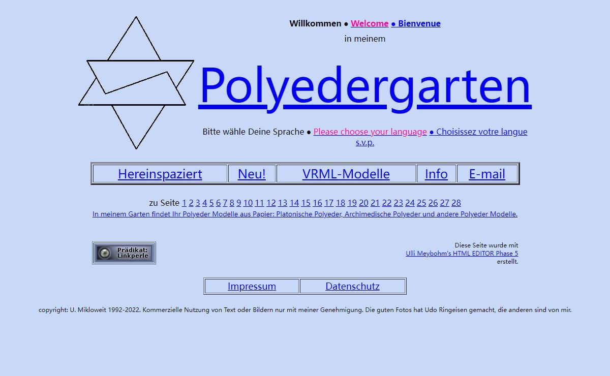 Polyedergarten - Paper models of Polyhedra, Platonic, Archimedean, Uniform