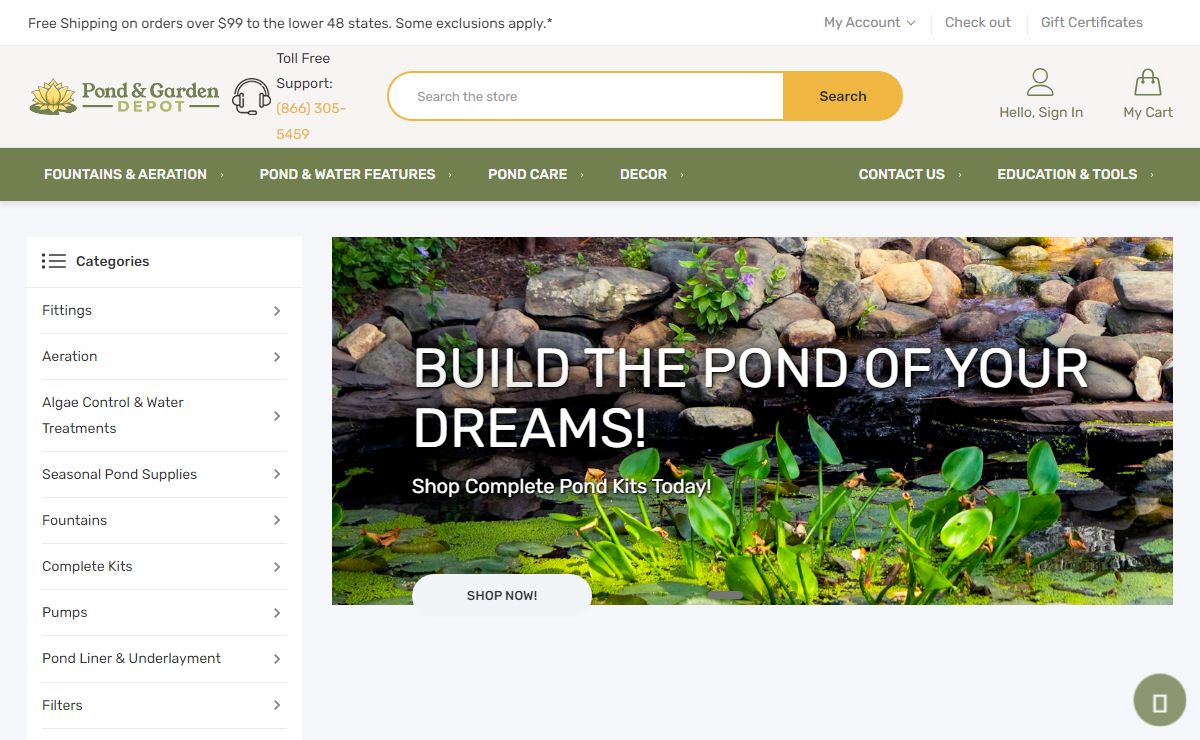 Pond Supplies, Pond Kits, Water Features & Fountains | Pond & Garden Depot