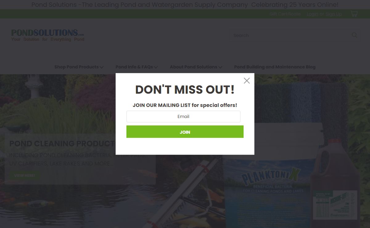 Pond Solutions - Celebrating 25 Years Online with 100s of Pond Supplies