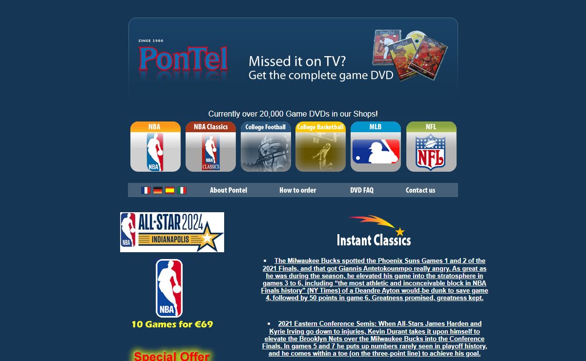 Pontel GmbH - Your Source for NBA, NFL, MLB and College Sports on DVD