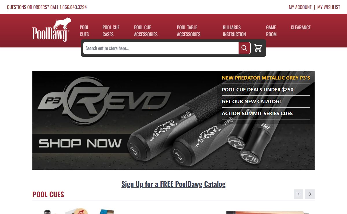 Pool Cues and Billiard Supplies at PoolDawg.com