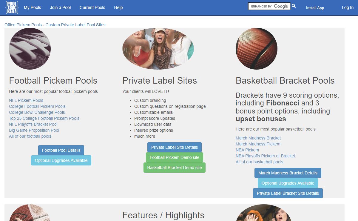 Office Sports Pickem Pools Manager - NFL and College Football