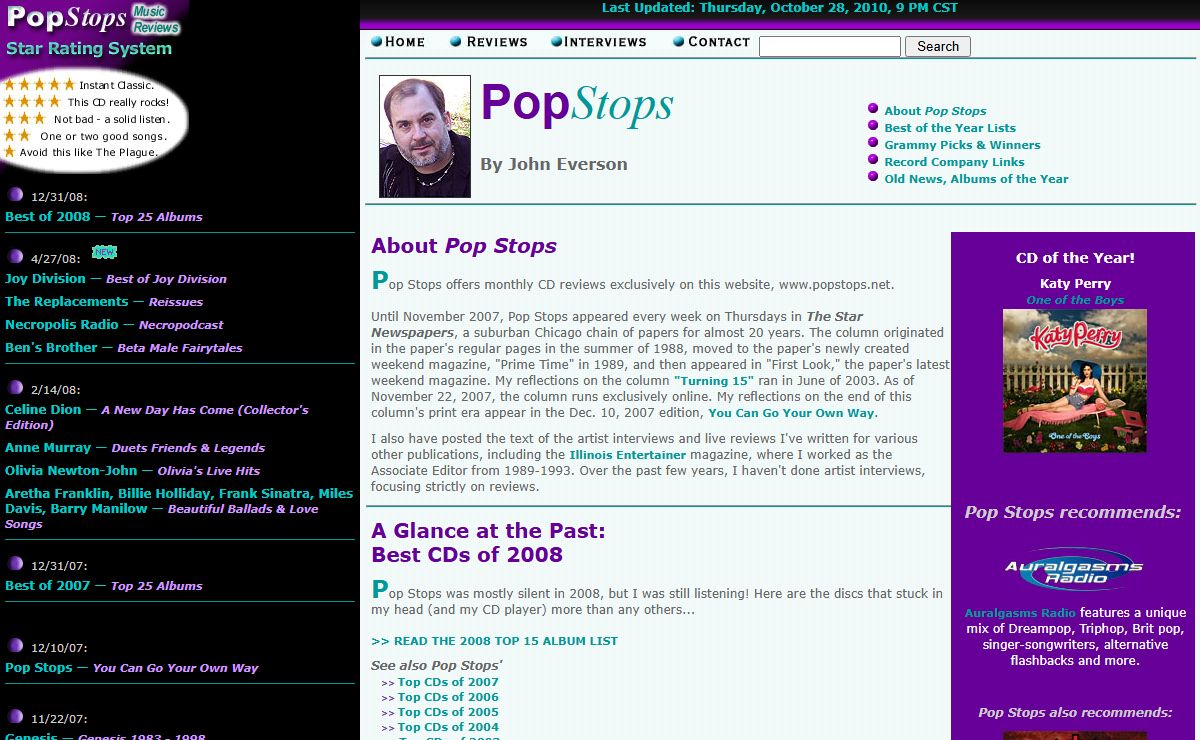 POP STOPS: CD Reviews & Artist Interviews by John Everson