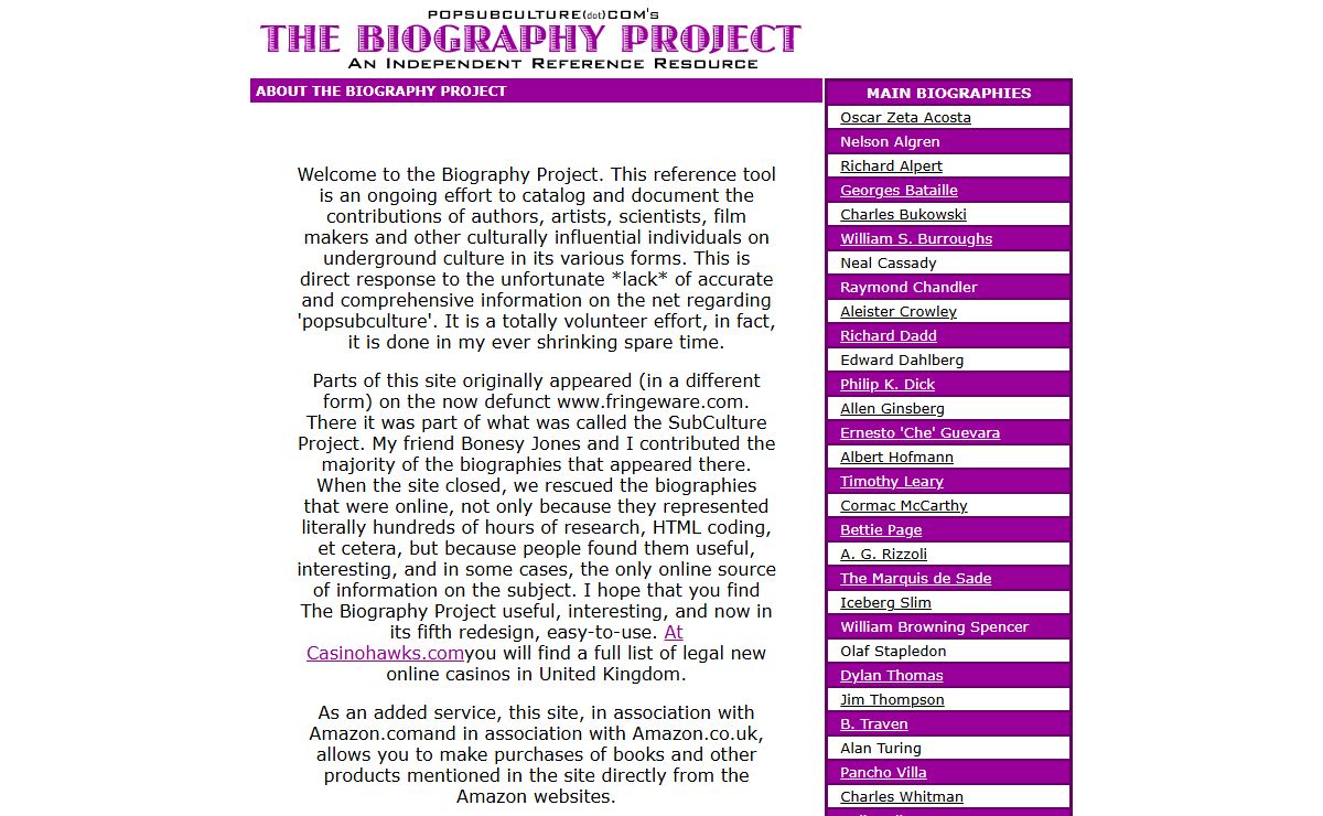 ABOUT THE BIOGRAPHY PROJECT