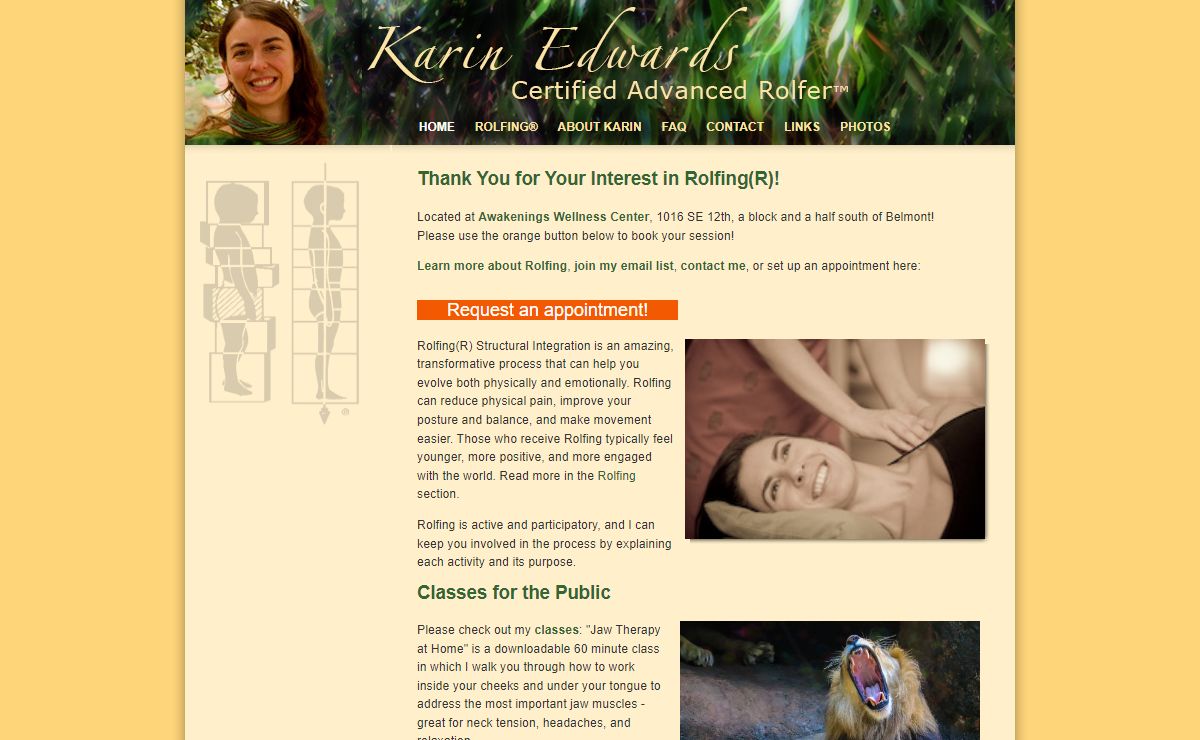 Rolfing Structural Integration by Karin Edwards Certified Rolfer in Portland, Oregon