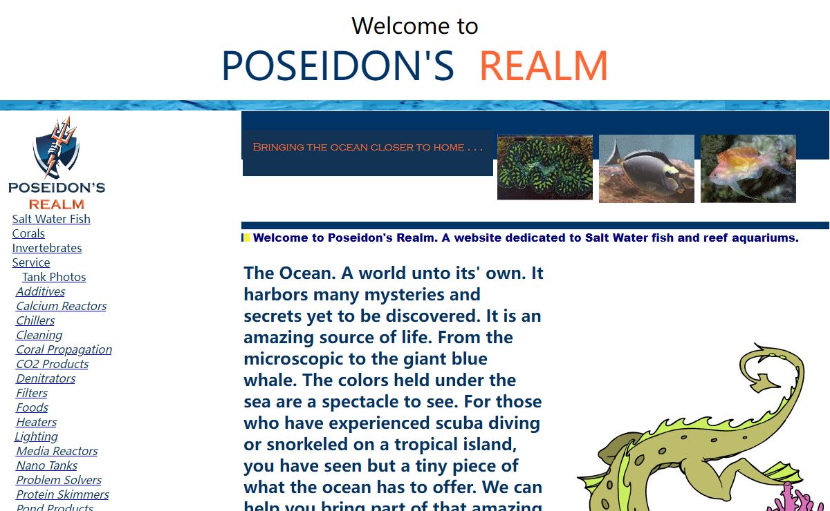 Welcome to Poseidon's Realm: Online Aquarium and Pond Supplies