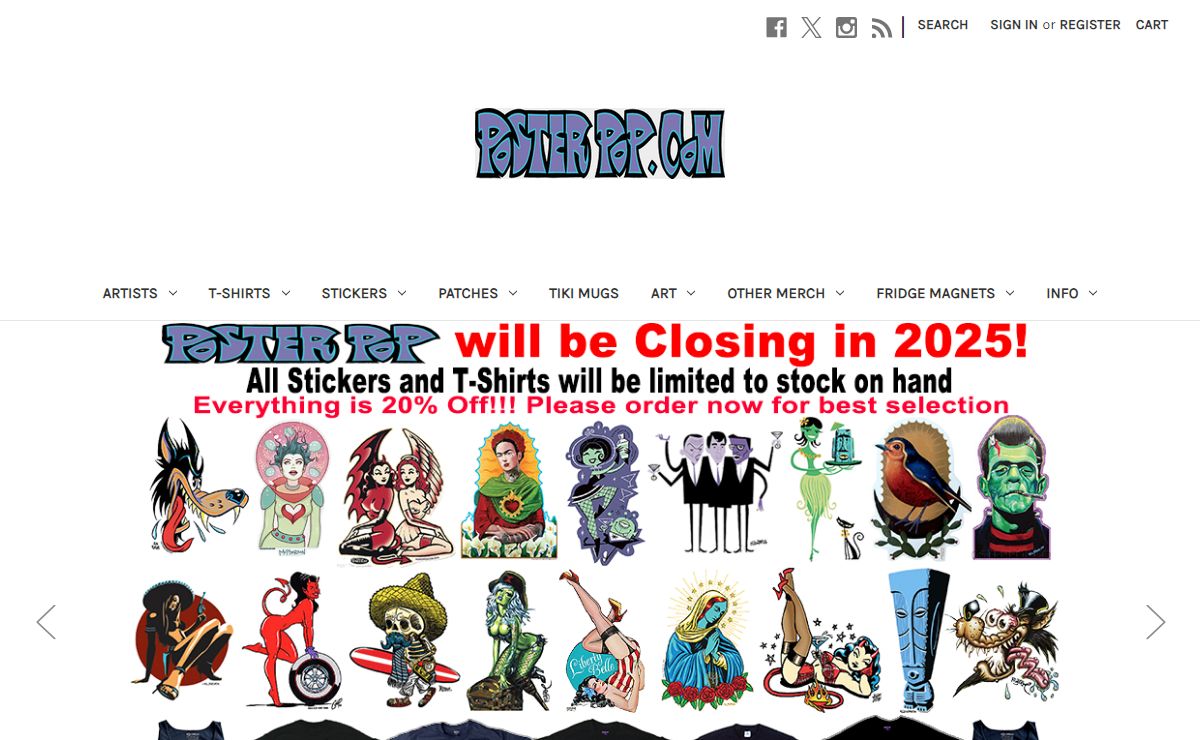 Poster Pop Best Artists in Hotrod Tiki & Lowbrow on T-Shirts Stickers Patches Prints