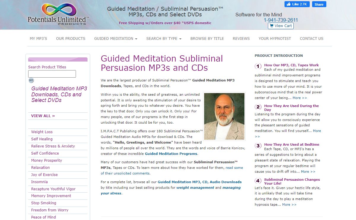 Guided Meditation Subliminal Hypnosis Products by Potentials Unlimited