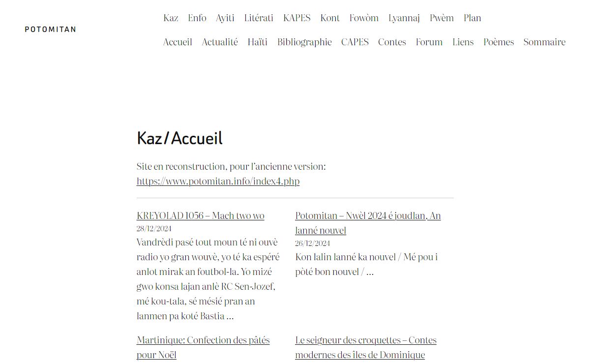 Potomitan – Site de promotion des cultures et des langues créoles / Annou voyé kreyòl douvan douvan
