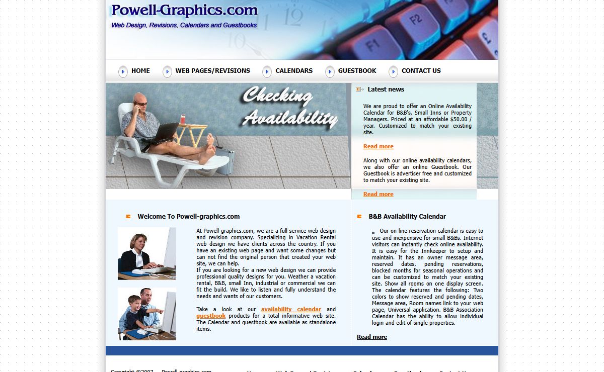 Powell-Graphics.com- Availability Calendars, Web page design and revisions
