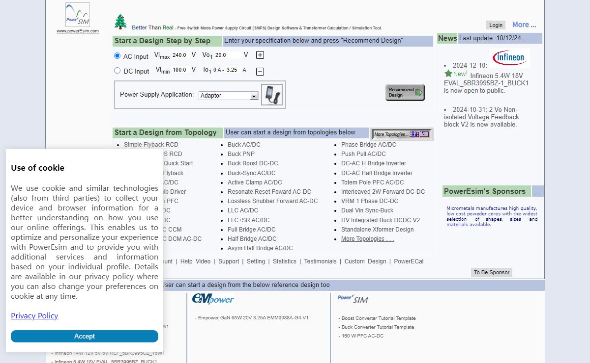 PowerEsim - Free SMPS Switching Power Supply / Transformer Design Software