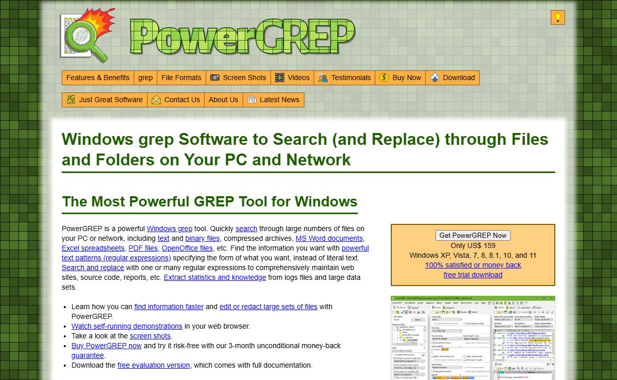 PowerGREP: Windows grep Software to Search (and Replace) through Files and Folders on Your PC and Network