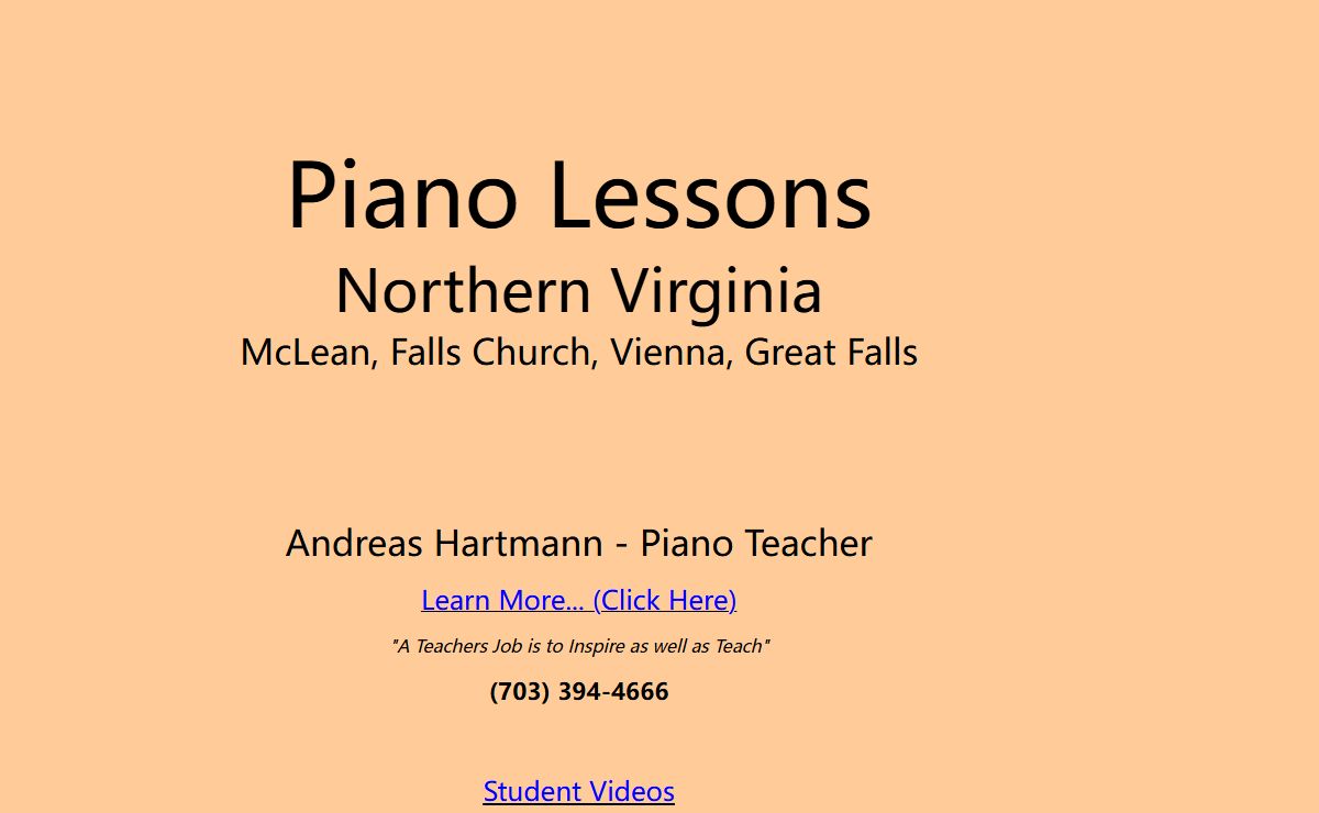 Andreas Hartmann - Piano Teacher - McLean, Falls Church, Vienna, Great Falls