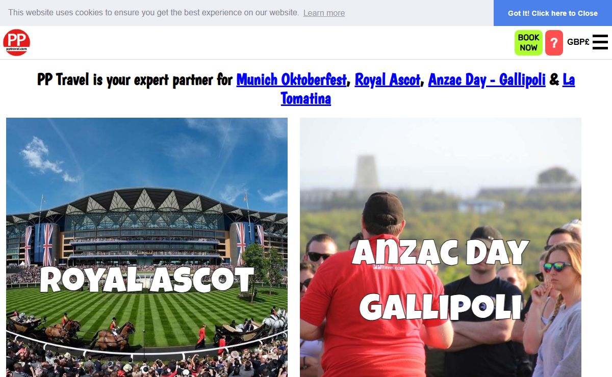 Your expert partner for Munich Oktoberfest, Royal Ascot, Anzac Day at Gallipoli & La Tomatina | PP Travel