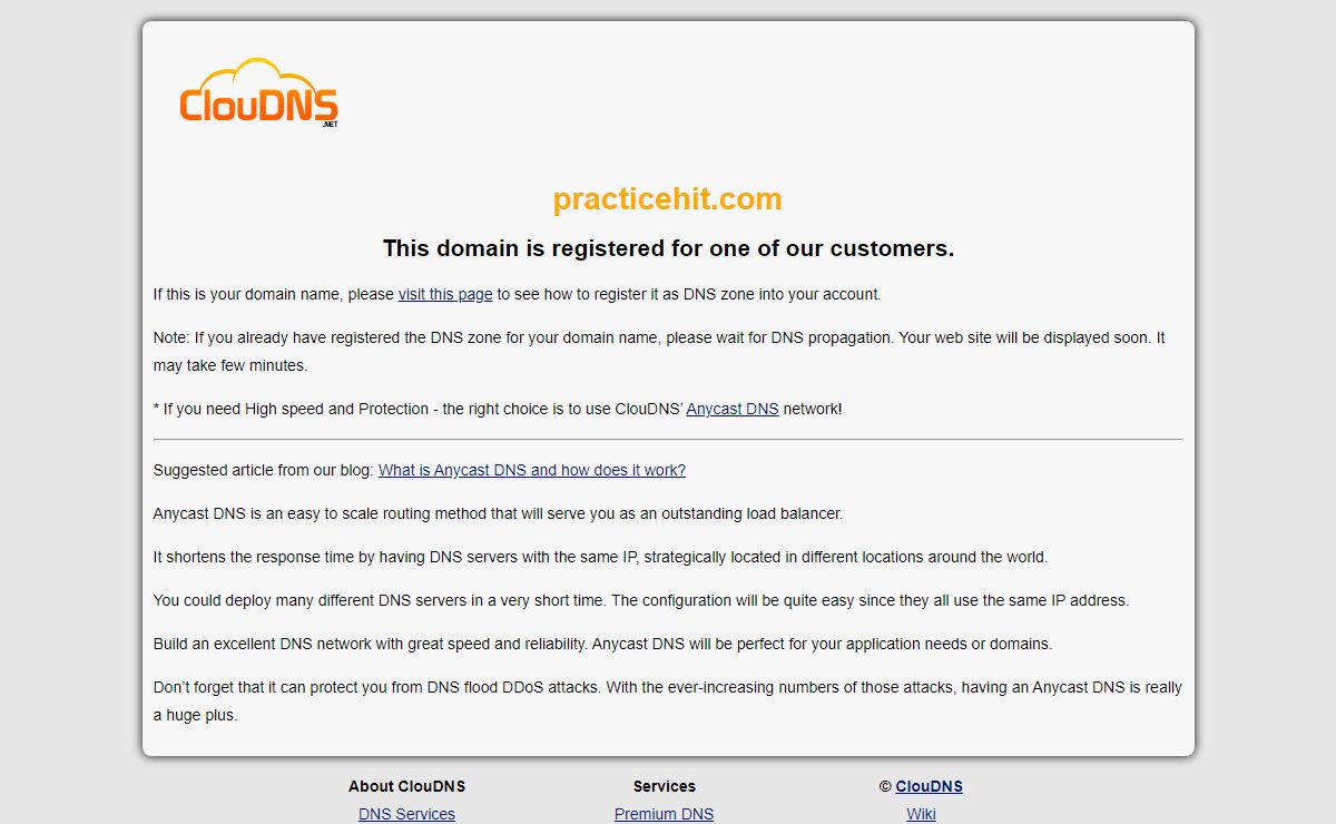 practicehit.com | Anycast DNS