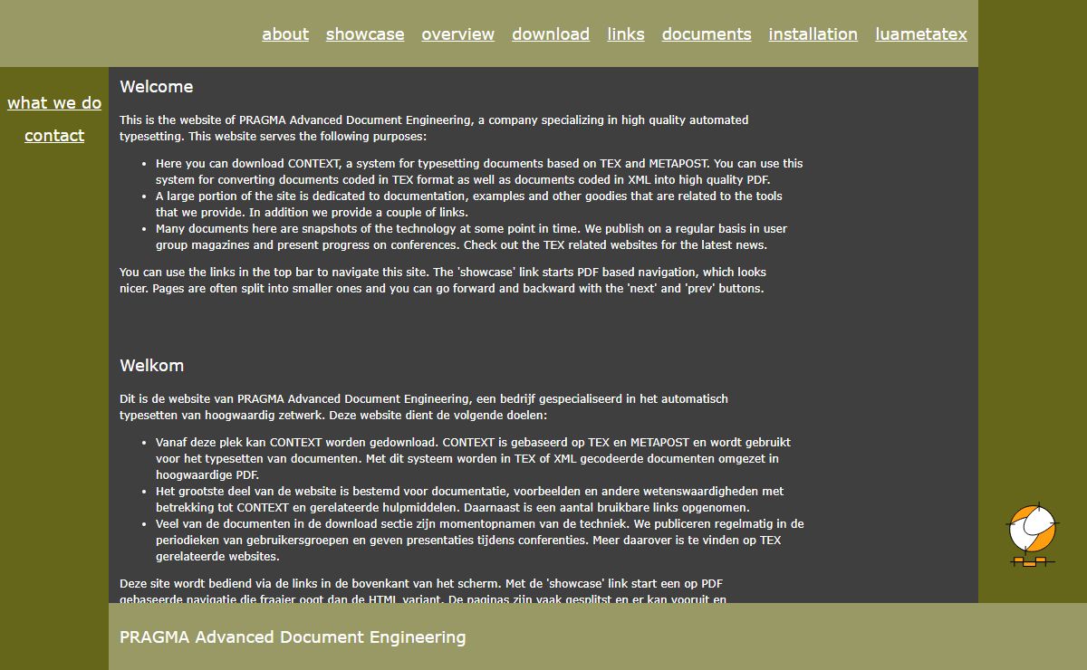 PRAGMA ADE web page: text