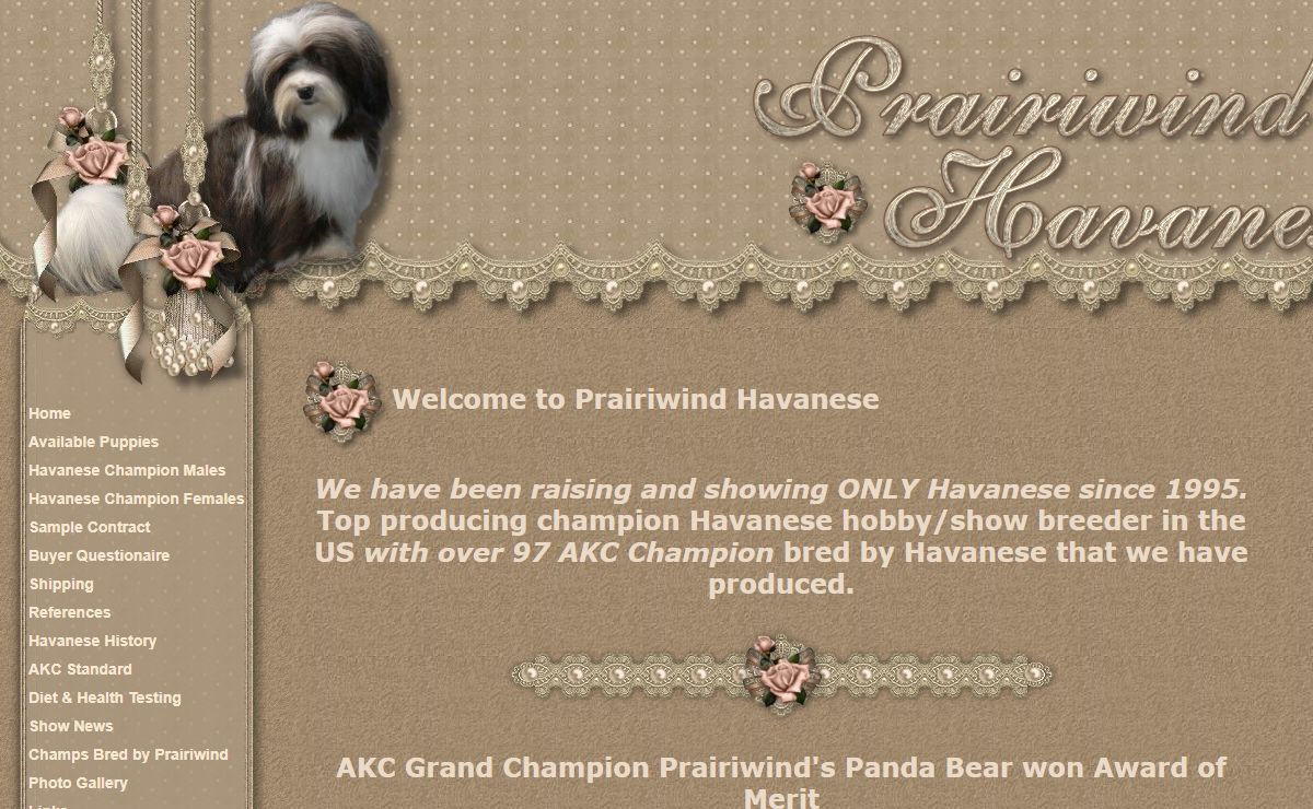 Prairiwind Havanese, Champion Havanese Index